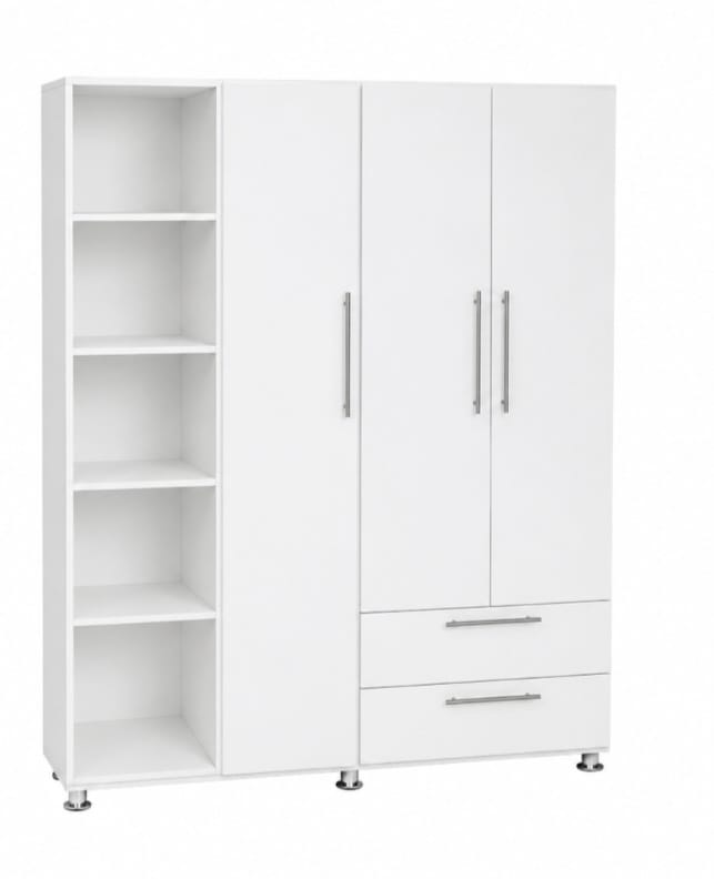 White wardrobe with open shelving